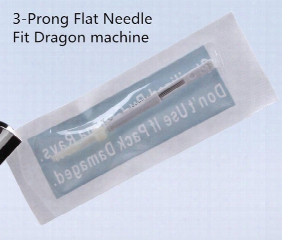 Wholesale-100pcs 3-prong Flat Makeup Card Needle Fit On Dragon Machine - 100 Needle Tips For Gift Free Shipping