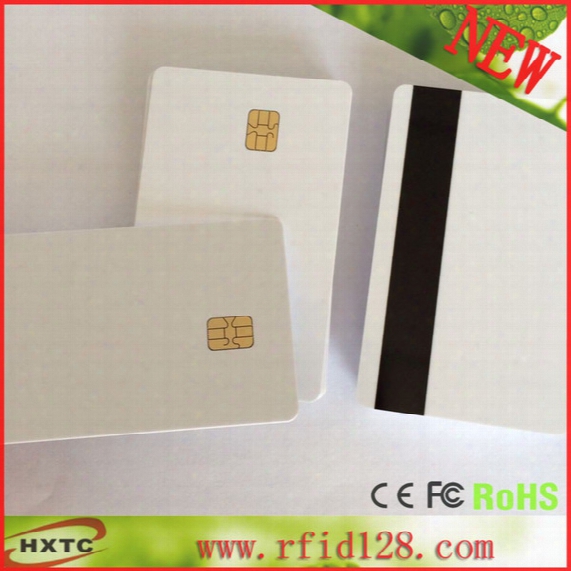 Wholesale-(50pcs/lot ) Sle4442 2 In 1 Contact Blank Memory Chip Smart Card With Hi-co Magnetic Stripe Printable By  Zaber Printer