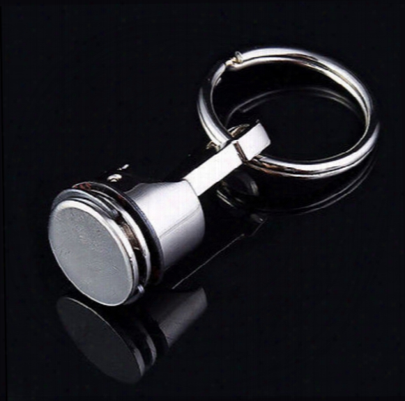 Wholesale Metal Piston Car Keychain Keyfob Engine Fob Key Chain Ring Keyring Silver,free Shipping