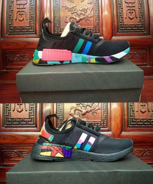 With Box High Quality 2017 Graffiti Cartoon Nmd_r1 Xx Boost Women Men Boost Nmd R1 Xx Graffiti Black Free Ship Casual Shoes