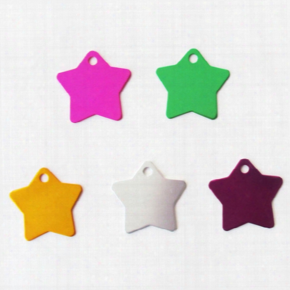 100pcs Star Shape Aluminum Alloy Blank Pet Dog Id Tags, Laser Engravable Blank Pet Identity Tags Pendants