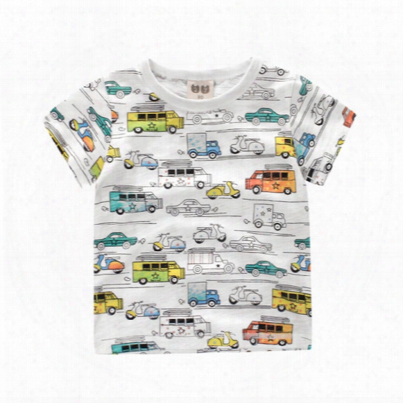 2-8y Boys T Shirt Clothes Cartoon Cars Printed Kids T-shirt 2017 Summer Little Boy Shirts Children Clothing Tshirt Tops