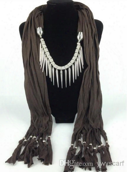 2015 Pendant Scarf Jewlery Scarves Necklace Match Scarfs Women Charm Accessories Six Colors 12 Pcs/lot