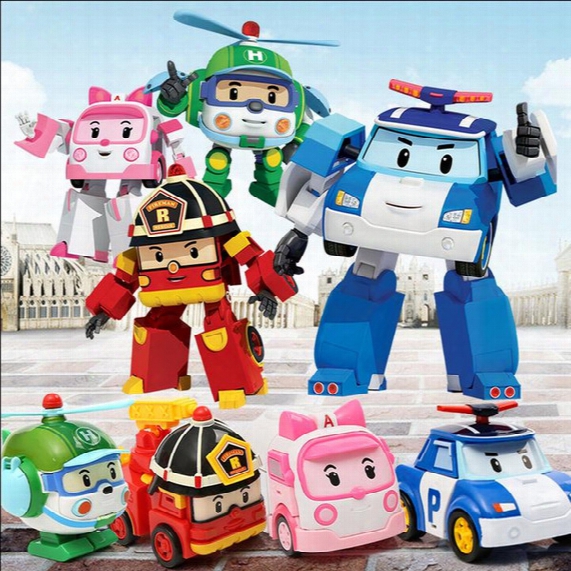 20151046 Kids Toys Robocar Poli Toy Korea Robot Anime Action Toy Figures Transformation Toys For Children 4pcs/set