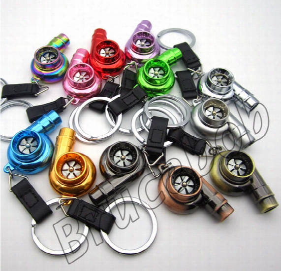 2016 Creative Rainbow Turbo Keychain Colorful Charming Whistle Turbocharger Key Chain With Rotating Blades Fr Ee Shipping