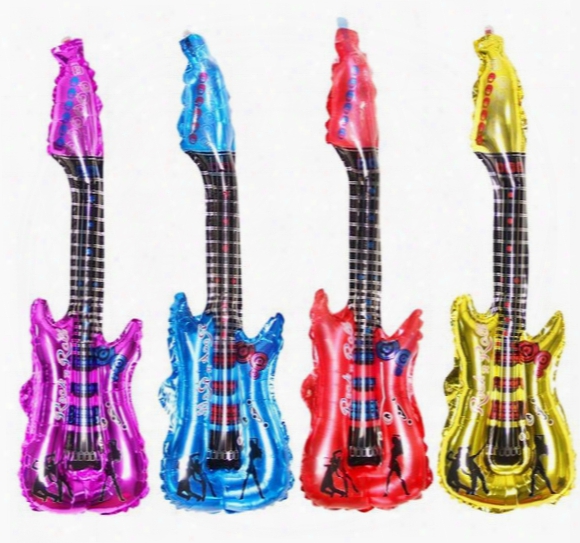 2017 Hot Sales 80cm 100pcs/lot Guitar Cheering Stick Inflatable Toys Cartoon Ballon Stick Party Balloon Kids Toys