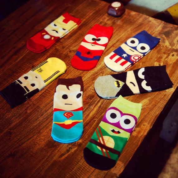 2017 Newest 7 Styles High Quality Avengers Sports Boat Socks Superhero Captain America Cartoon Cotton Mens Boys Socks Nc012