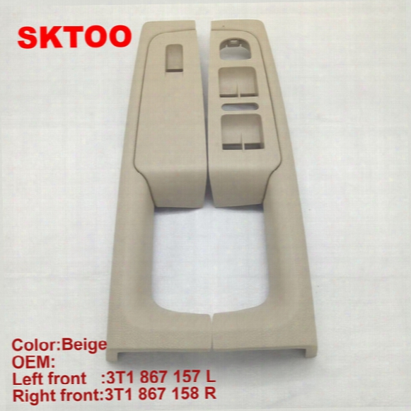 2pcs For Skoda Superb Door Handle Front Left And Right Door Armrest Box Inner Handle Frame, The Lifter Switch Box Beige