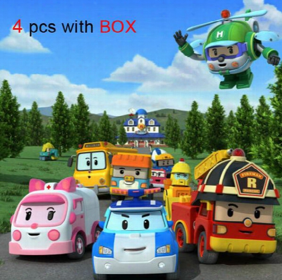 4pcs / Lot New Brand Baby Toys Korean Anime Robocar Poli Robot Toy Thomas Toys Pink And Green Gift For Kids Free Shipping