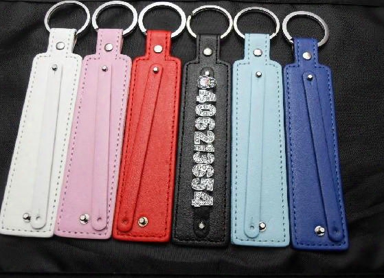 50pcs Pu Leather Key Chain Diy Accessories Can Through 8mm Slide Charms