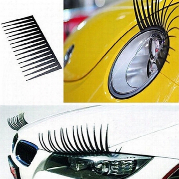 60pcs(=30pairs) X Black 3d Automotive Headlight Eyelashes Car Eye Lashes Auto 3d Eyelash 3d Car Logo Sticker