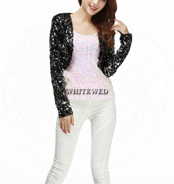 Cheap Sequin Special Occasion Bolero Evening Entertainer Stage Dance Shrug Cardigan Costume Tops Clothing Jackets Wear For Musicians Women