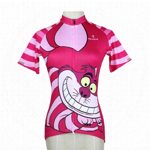 Cycling Jersey Women Anime Cheshire Cat Cycling Clothing Slim Lady T-shirt Cartoon Near Sleeve Cycling Clothes Jersey