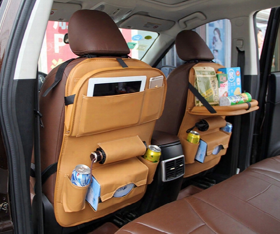 Deluxe Seat Organizer Car Interior Accessories Leather 4 Color Black Beige Brown Red Back Storage Bag Min Order 2 Pcs Drop Ship