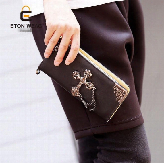 Factory Sales Brand New Korean Male Bag Chain Men Cross Xi Card Wallet Cool Personality Wallet Punk Wave Male Hand Bag