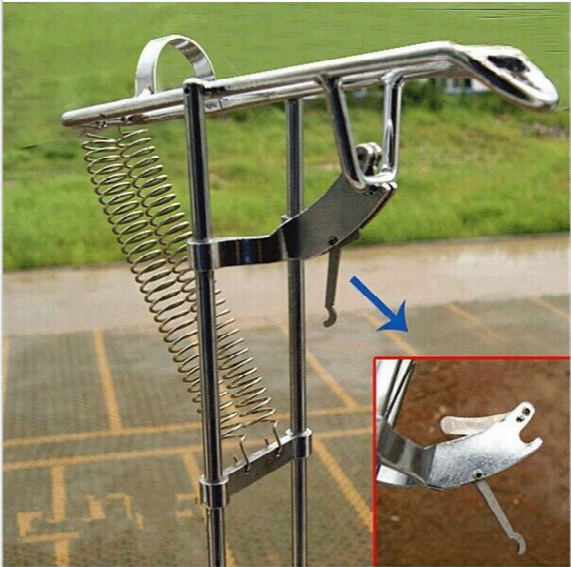Free Shipping Double Spring Automatic Adjustable Fishing Rod Pole Bracket Practical Silver Steel Fishing Tool Stand Holder Top Sale Free