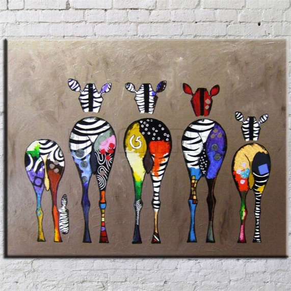 Hand Painted Abstract Andy Warhol Pop Art Painting Zebra Wall Art Animal Oil Painting Home Living Room Decoration Cartoon Picture