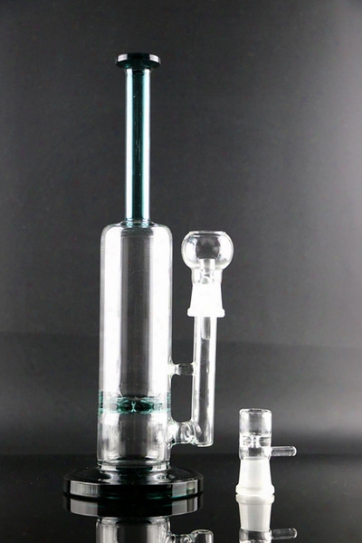 High-grade Oil Rig Glass Water Pipe Green Neck/perc/base Turbine Sidecar Percolater Bong Two Funcation 19mm Bowl 12.5"