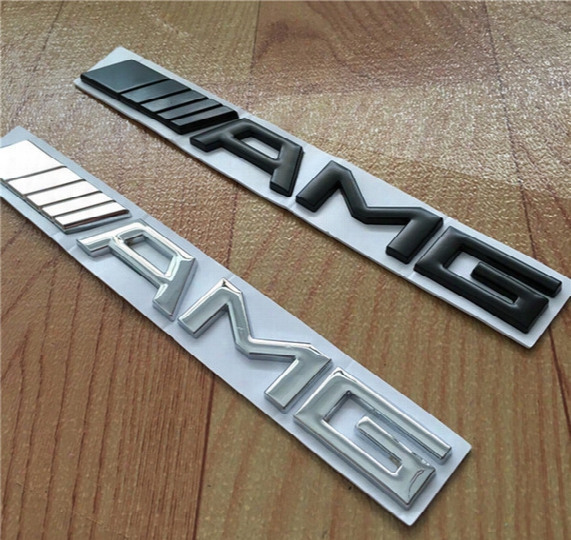 High Quality 10pcs/lot Metal Silver Chrome Black 3m Amg Decal Sticker Logo Emblem Car Badges For Mercedes Cl Gl Sl Ml A B C E S Class Car St
