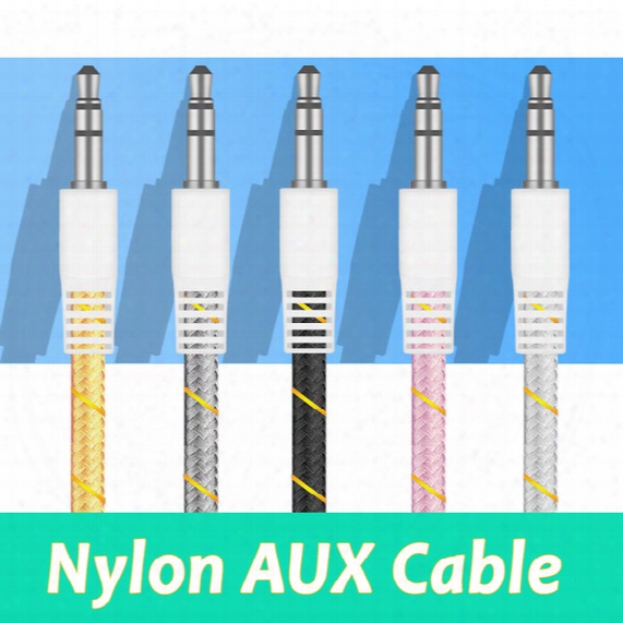 High Quality Nylon Aux Cable 3.5mm Stereo Auxiliary Car Audio Cable 1m Male To Male For Mobile And Tablets Car Music Play