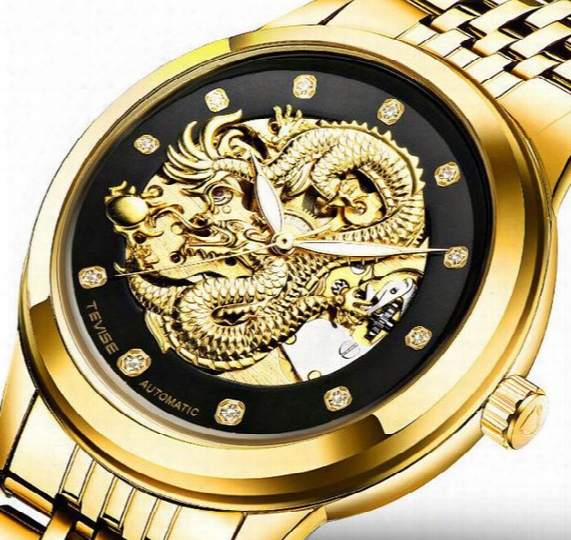 Men Watches Fashion Dragon Tevise Brand Watch Automatic Mechanical Watches Steel Clock Mens Wristwatches Relogio Masculino