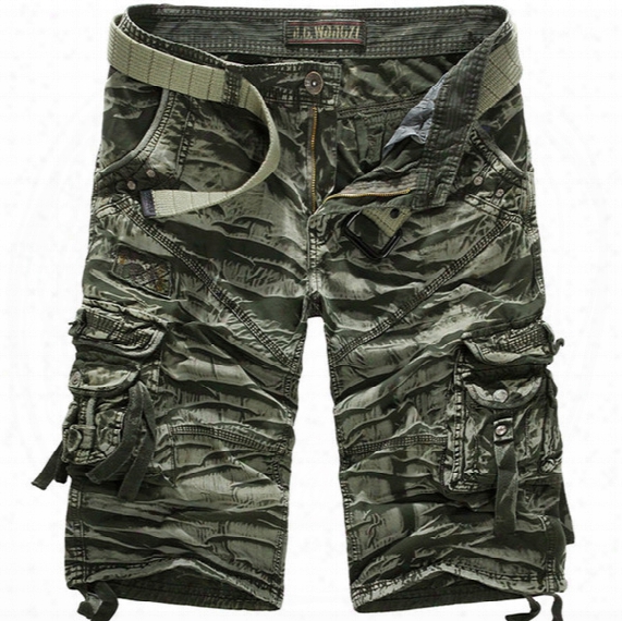 Men's Punk Army Military Style Camouflage Camo Capri Cargo Shorts Pants Trousers Punk Stylish Pirate Capri Pants For Men
