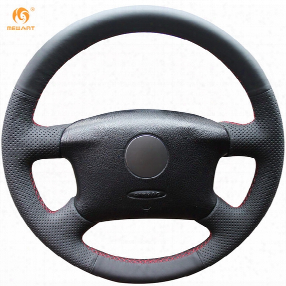 Mewant Black Genuine Leather Car Steering Wheel Cover For Volkswagen Passat B5 Vw Passat B5 Vw Golf 4 Skoda Octavia 1999-2005