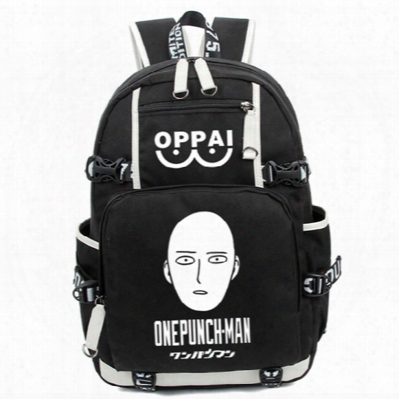 New Fashion Luminous Cartoon Anime One Punch Man Backpack Saitama Printing Stu Dents Backpacks Rucksack Schoolbag Free Shipping