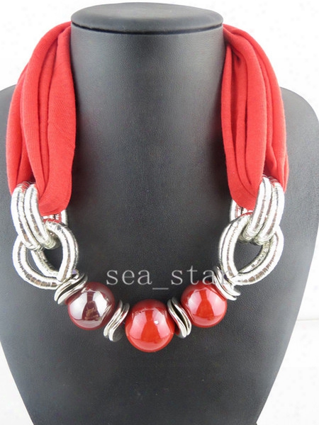 New Fashion Short Bib Pendant Scarves Charms Ceramics Beads Necklace Pendant Jewelry Necklace Scarves Free Shipping