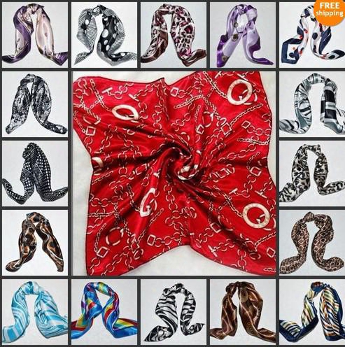 New Paris Fashion Womens Ladies Scarves Scarf Silk Scarf Kerchief Mix Colours  50pcs/lot