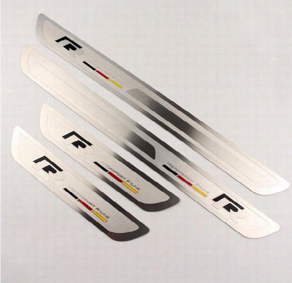 R Style Thin Stainless Steel Welcome Pedal Door Sill Strip For Vw Volkswagen Magotan Bora Sagitar Cc Golf Car Accessories