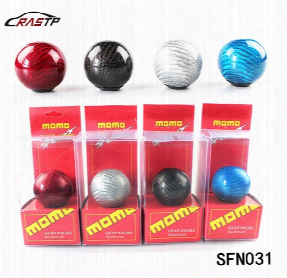 Rastp -momo Racing Colorful Carbon Fiber Aluminum Car Gear Shift Knob Shifter Lever Universal Fit For Manual Transmission Rs-sfn031