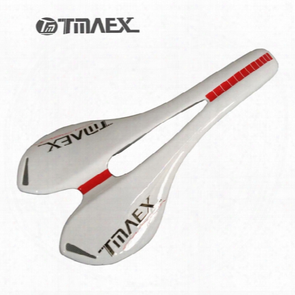 Tmaex - Ultra Light Road Bike Mountain Bicycle Saddle White Full Carbon Saddle 120g Cycling Mtb Seat Cushion 272*145mm