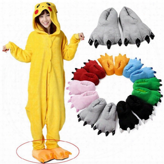 Wholesale-funny Animal Claw Slippers Home  Shoes Winter Indoor Adults Cartoon Character Slippers Monster/bear Claws For Matching Pajamas