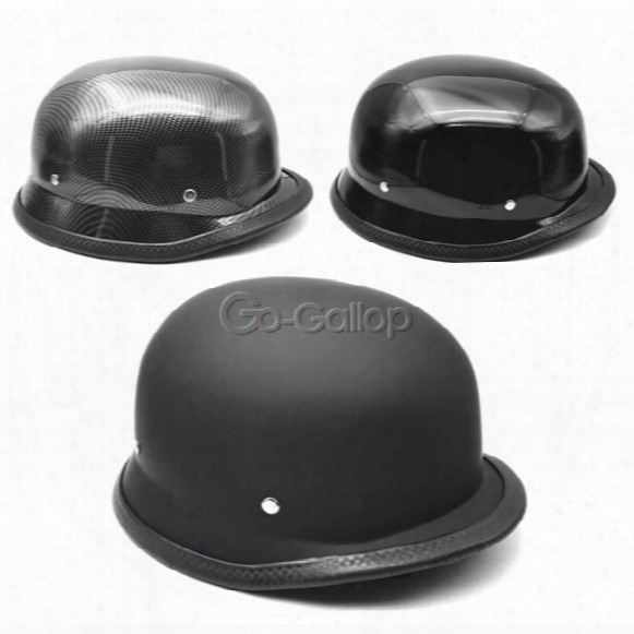 Wholesale- M L Xl Dot Motorcycle Chopper Half Face German Helmet Carbon Fiber Gloss Black