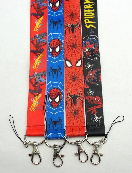 Wholesale-wholesale 20pcs Spider Man Lanyard Cartoon/straps Key Lanyard Id Holders Neck Lanyard Collection Lanyard Mobile Phone Straps