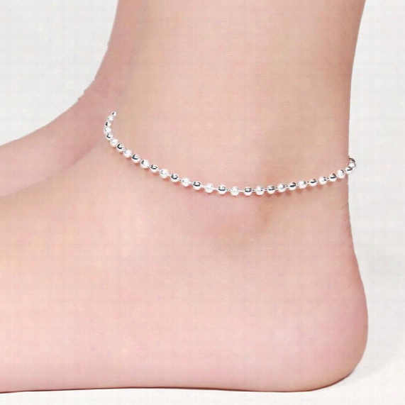 Women Classic Trendy Beads 925 Sterling Silver Anklets Brand New Fashion Jewelry Exquisite Anklets Party Nice Gift 12pcs/lot Free Shipping