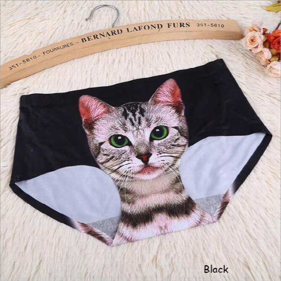 Women Underwear Medium Waist Panties Briefs Cute Cartoon Cat Pattern Ladies Temptation Seamless Knickers Lingerie Underpants Free Size