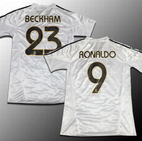 2004 2005 Real Madrid Retro Jersey Home Customize Name Number Zidane Beckham Ronaldo Carlos Raul Camisetas Futbol Camisa Maillot De Foot