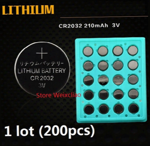 200pcs 1 Lot Cr2032 3v Lithium Li Ion Button Cell Battery Cr 2032 3 Volt Li-ion Coin Batteries Tray Package Free Shipping