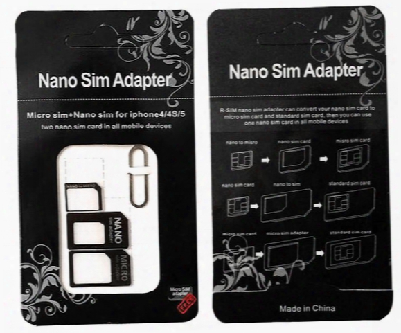 2017 Noosy Nano Sim Card Adapters Micro Converter 4 In 1 Set Kit Eject Pin Pick For Cell Phone Android Ipohne 4 5 6 7 Black White Retail Box