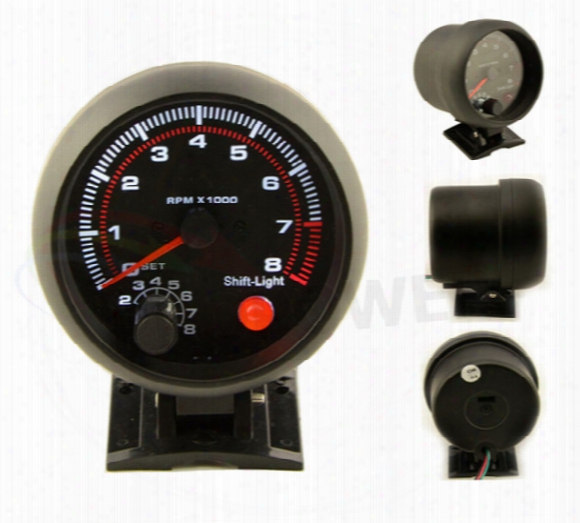3.75'' 80mm 0~8000 Tachometer Gauge Black Rim Black Face Tachometer Rpm Gauge Rpm Meter With Rpm Shift Light Auto Gauge