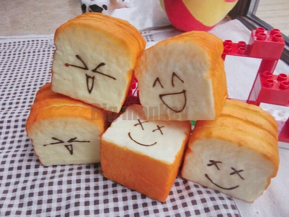 8cm Super Soft And Comfortable Kawaii Jumbo Toast Squishy Expression Card Holder Hand Pillow Bread Scent Toys