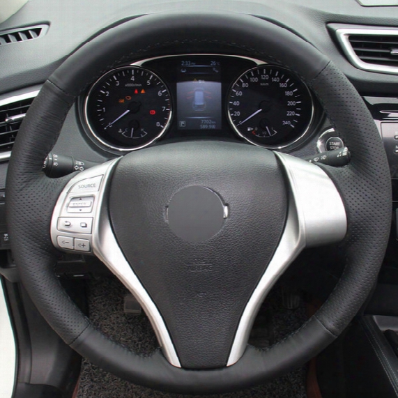 Black Leather Hand-stitched Car Steering Wheel Cover For Nissan Teana Altima 2013-2016 X-trail Qashqai Rogue 2014-2016 Sentra