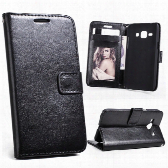 For Galaxy J5 2015 2016 J510 Retro Leather Wallet Cell Phone Case Cover Black With Card Slot Filp Stand Photo Frame For Samsung J500f