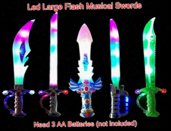 Free Ems 50pcs Large Led Musical Flash Glow Sword Knife Costume Dress Up Props Led Light Flash Gravity Kids Toy Christmas Gift