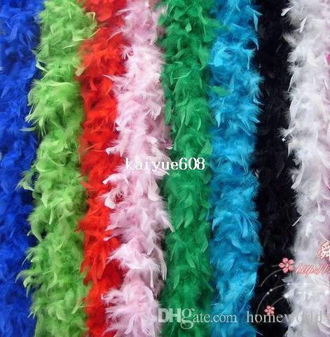 Free Shipping 20pcs/lot 200cm Chicken Feather Strip Wedding Marabou Feather Boa Scarf 14 Colors
