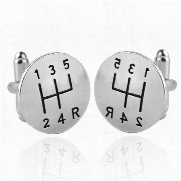 Gear Stick Designer French Cufflinks Silver Plated Car Transmission Cuff Links For Men Accessories Cars Gear Shift Cuff Bottons 8