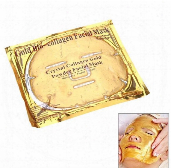 Gold Bio-collagen Face Mask Crystal Collagen Gold Powder Facial Mask Moisturizing Whitening Anti-aging Mask Face Skin Care 10 Sheets Lot