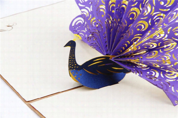 Hollow Peacock Handmade Kirigami Origami 3d Pop Up Greeting Cards Invitation Postcard For Birthday Wedding Party Gift Free Shipping